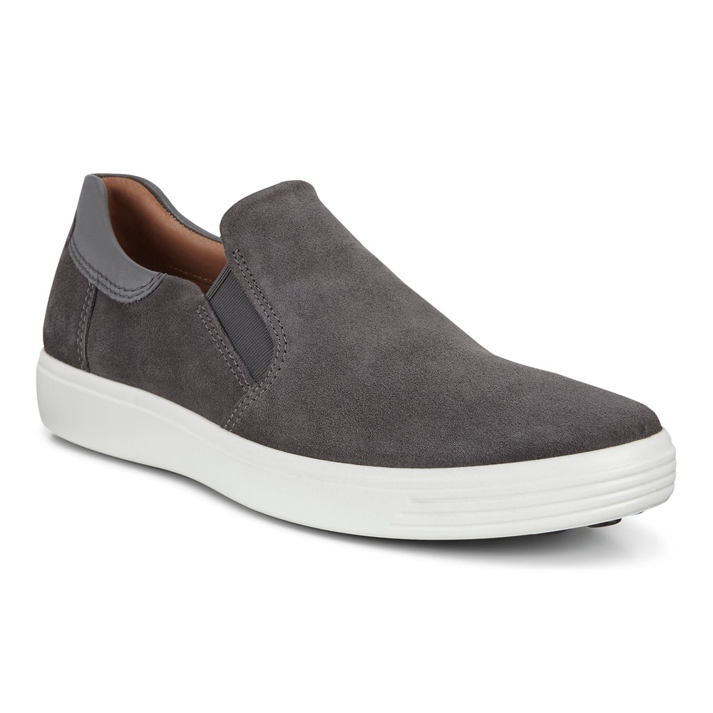 ECCO Mens Slip On Dark Grey - Soft 7 Sneakerss - MKY-986103